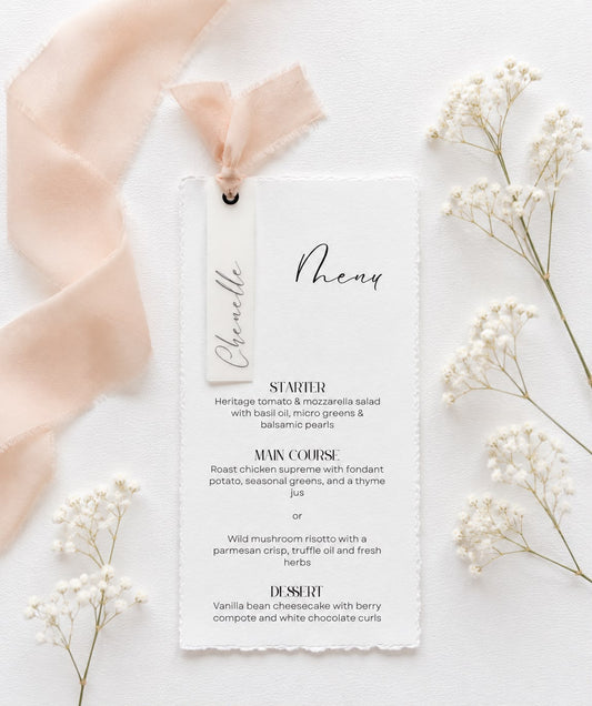 Amelia Menu | With Name Tag