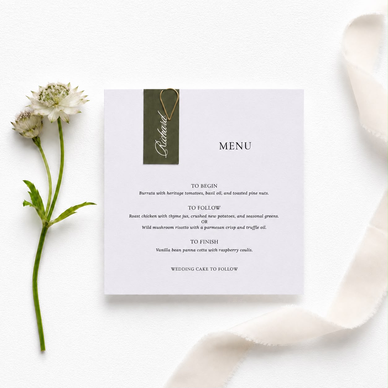 Belle Menu | With Name Tag