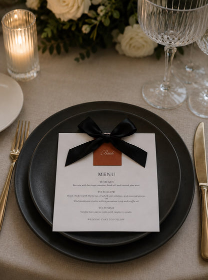 Belle Menu | With Name Tag & Bow
