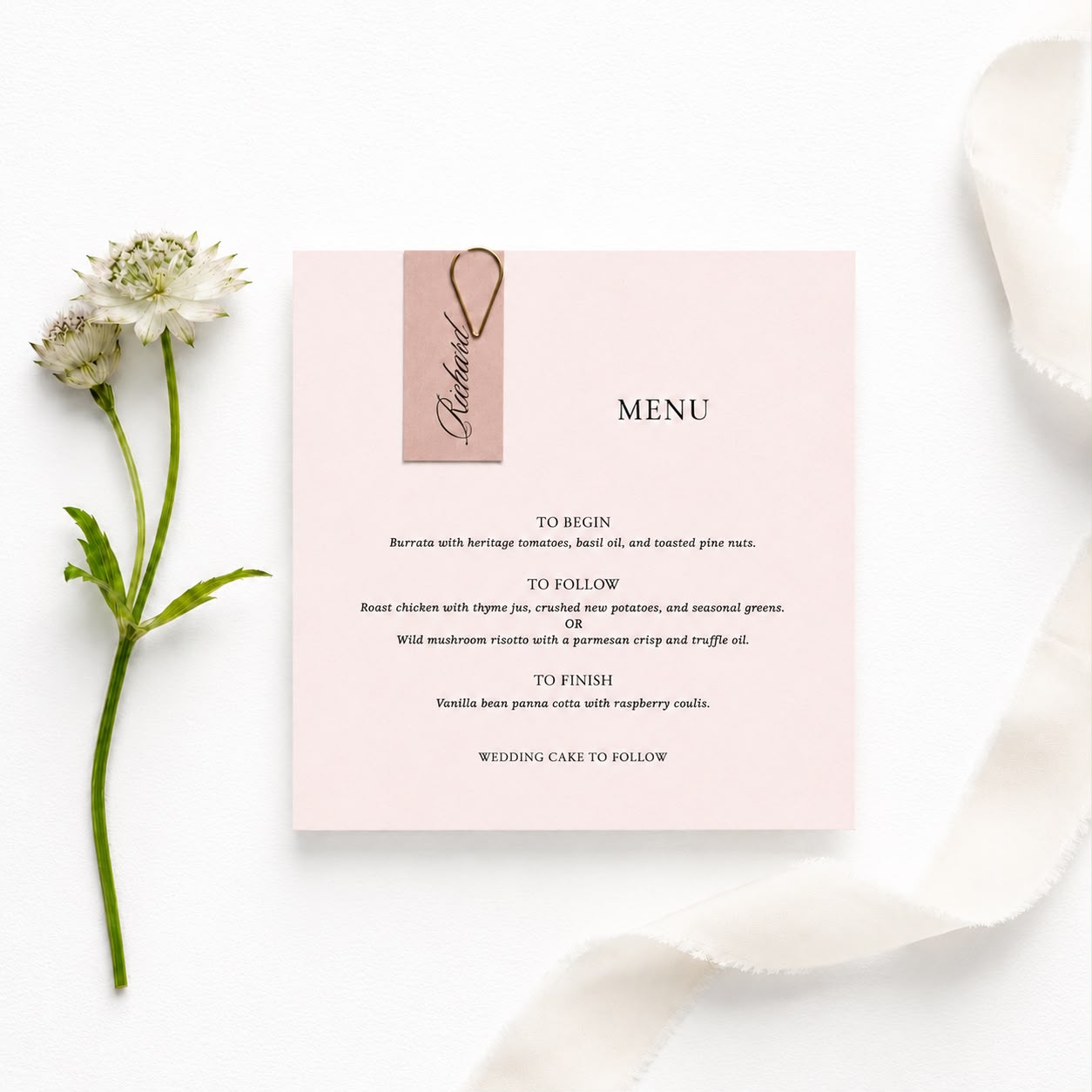 Belle Menu | With Name Tag