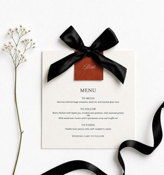 Belle Menu | With Name Tag & Bow
