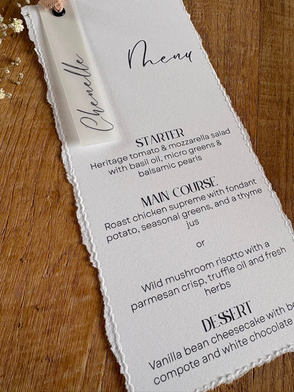 Amelia Menu | With Name Tag